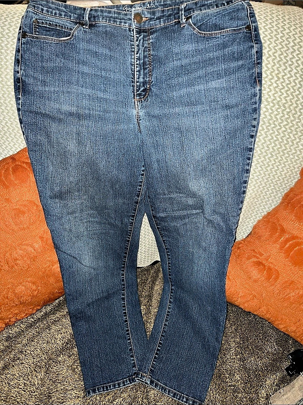 Gloria Vanderbilt Amanda Pull-On Skinny Jeans in Blue Waist 14